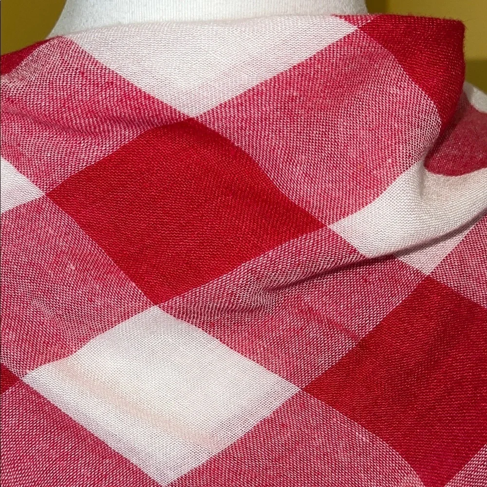 Red and White Checkered Shawl